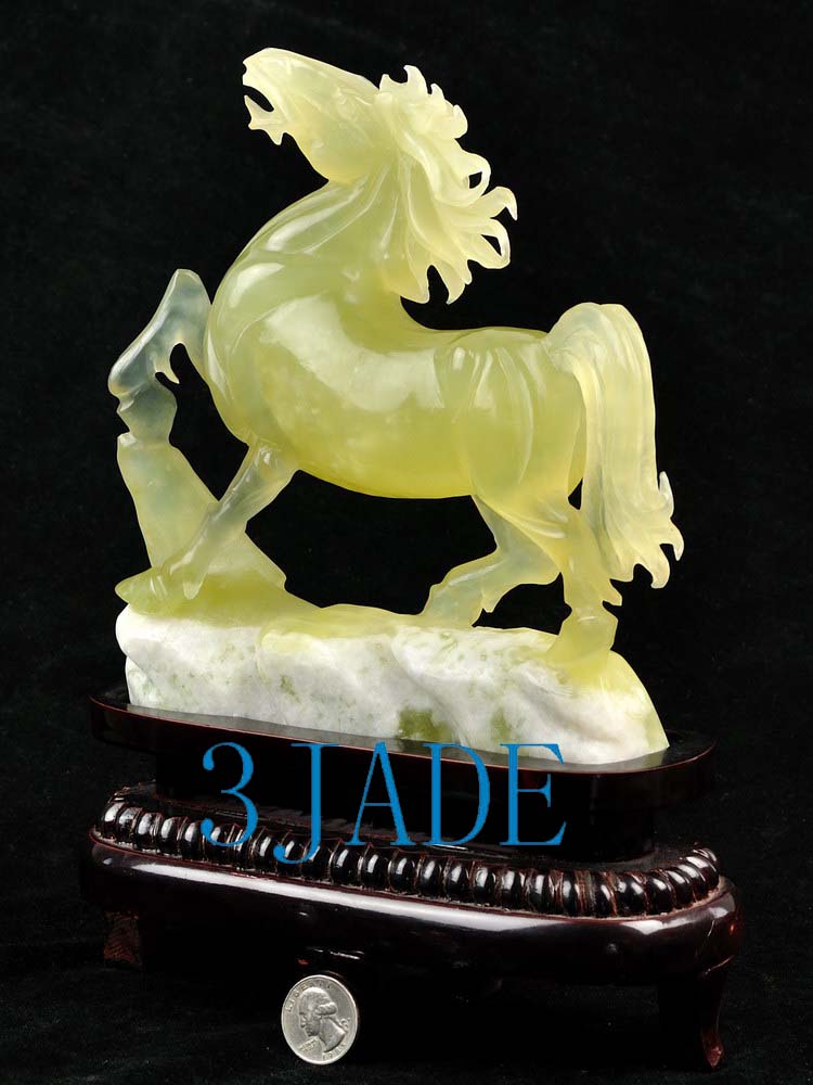 Natural Translucent Xiu Jade / Serpentine Carving / Sculpture Horse Statue