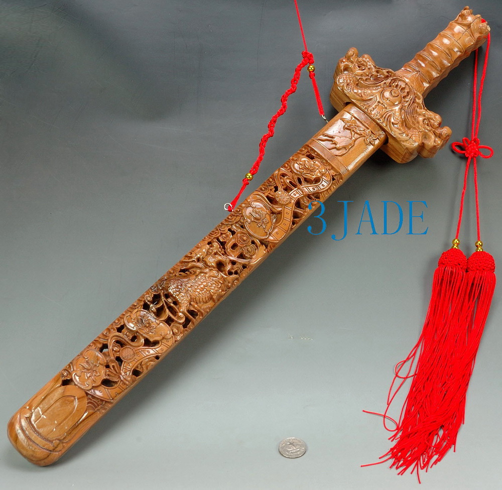 25" Peach Wood Demon Exorcism Chinese Kylin / Qilin Sword Taoist