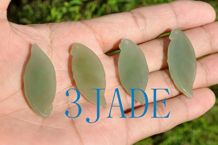 Hand Carved Natural Nephrite Jade Leaf Pendant / Carving -G025574 - 3JADE  wholesale of jade carvings, jewelry, collectables, prayer beads