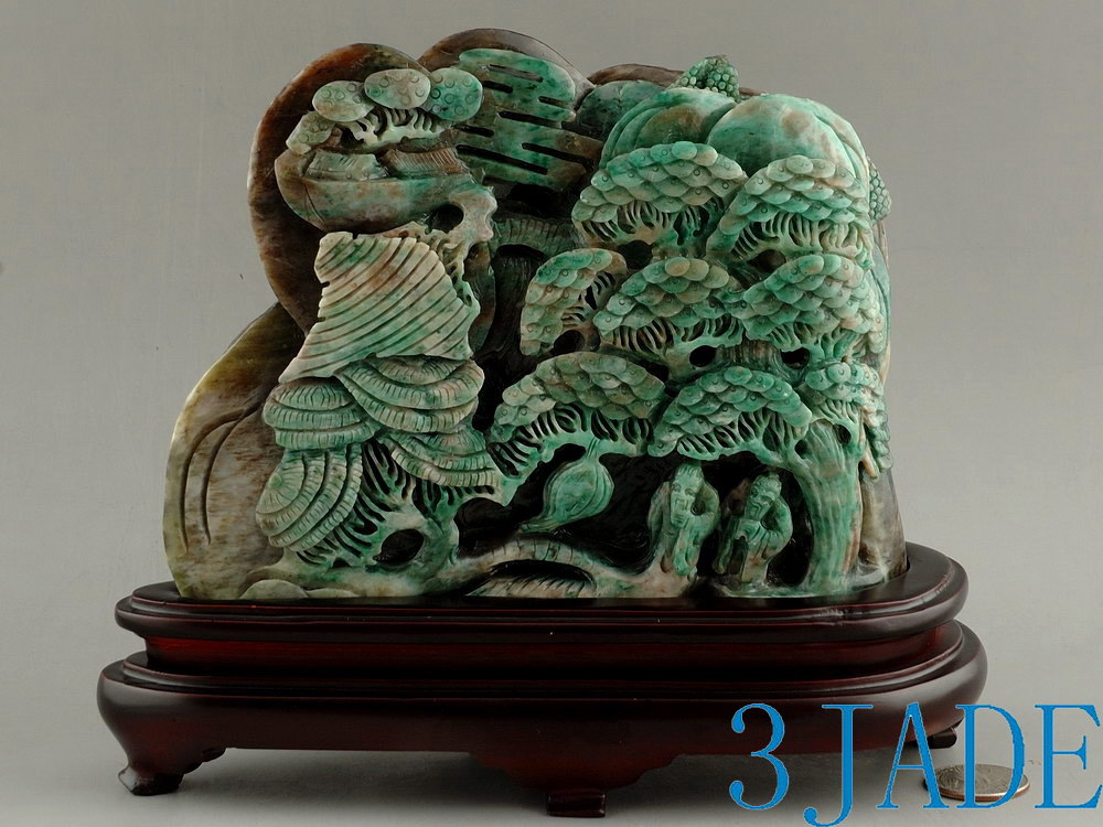Natural Dushan Jade Carving Reclusive Life Statue / Suiseki Stone