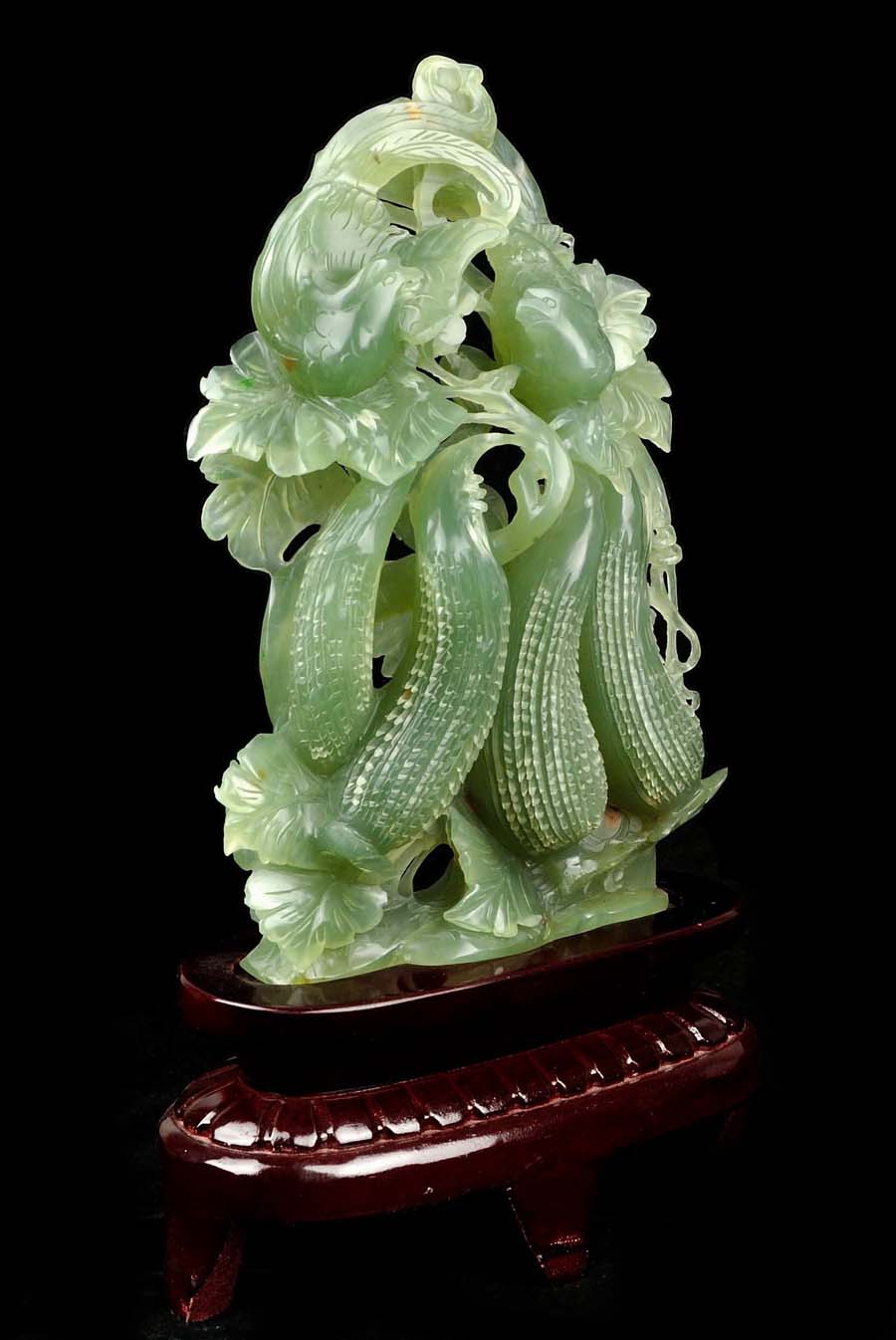 中国岫岩玉 白菜 置物 Jade carving xiuyan,china ふさわしかっ